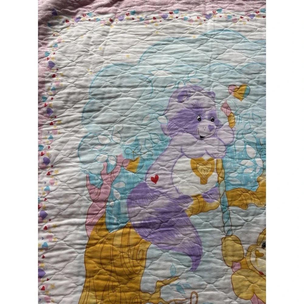 Vintage 1985 Care Bears & Cousins Quilted Baby Blanket Wall Hanging 43